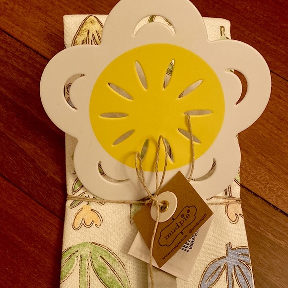 Set/2 Mudpie NWT Carrot Dish Towel & Utensil Set & Flower Dish Towel Utensil Set - Picture 9 of 11